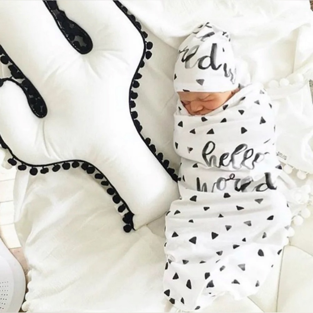 1 Set Newborn Infant Swaddle Blanket Wrap + Hat Baby Swaddling Sleeping Bag - Picture 1 of 2